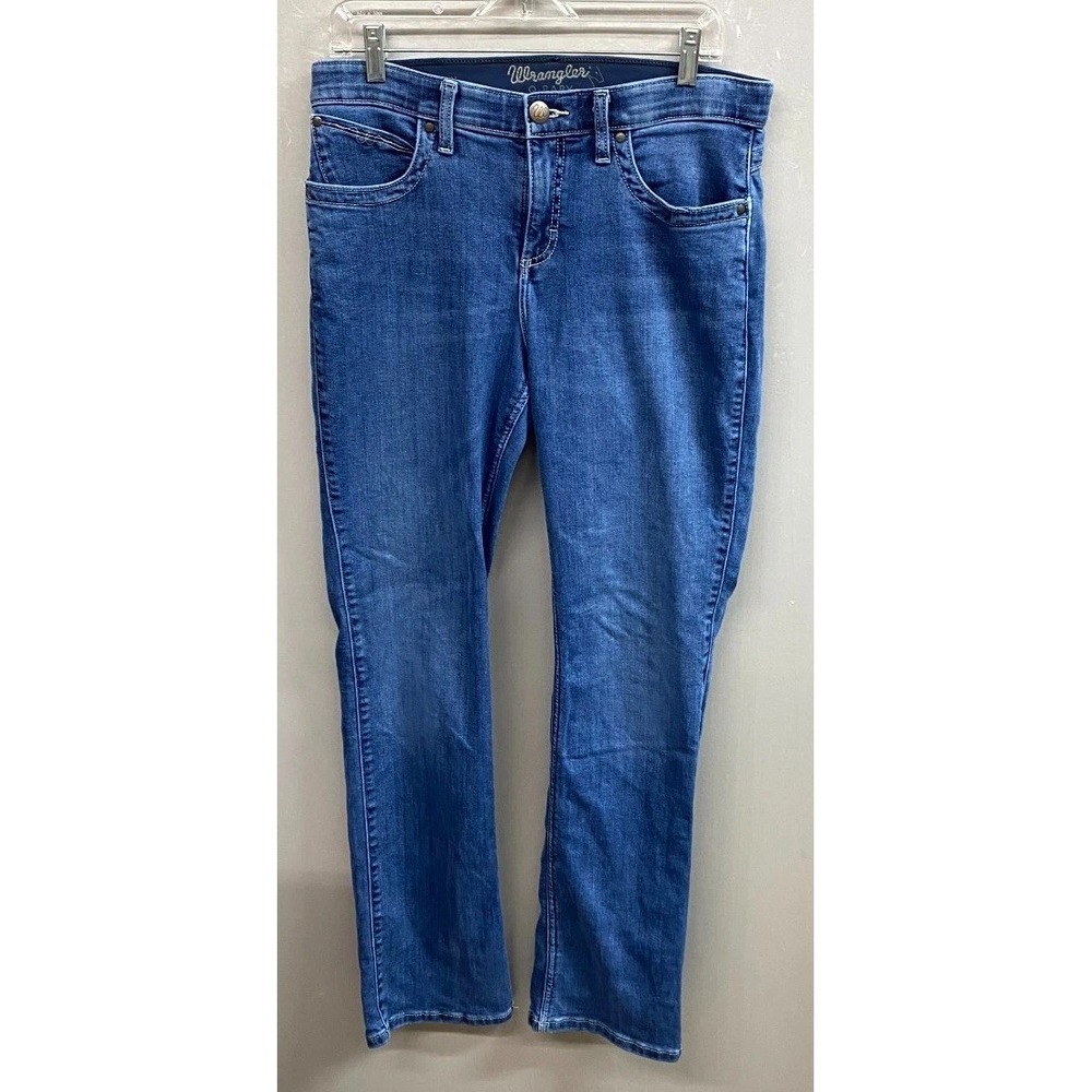 Wrangler Q Baby Ultimate Riding Jeans Womens 9x34 Blue Denim Cotton Bootcut Leg